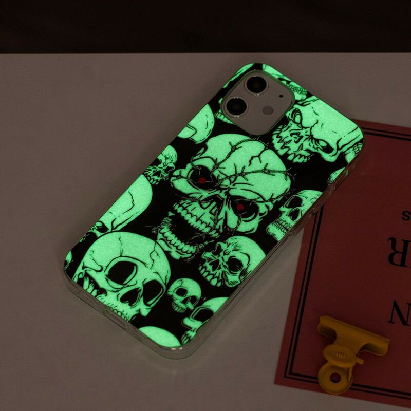 Coque iPhone 12 Mini Attention Têtes de Mort Fluorescente