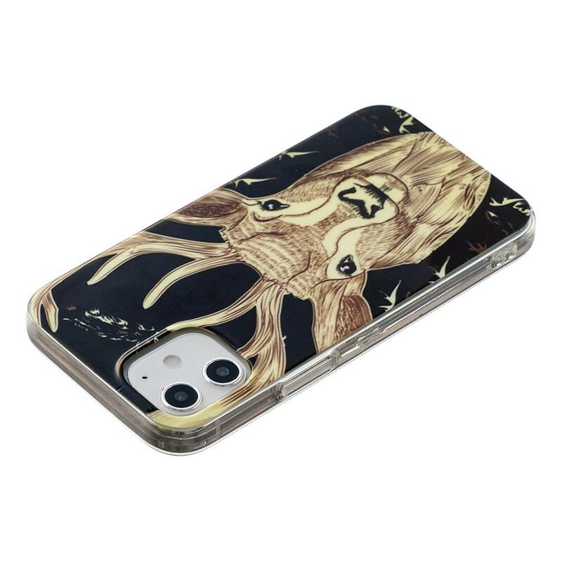 Coque iPhone 12 Mini Cerf Majestueux Fluorescente