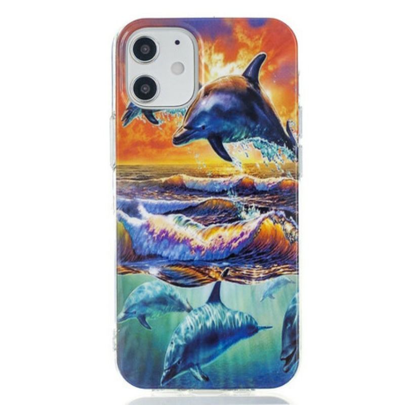 Coque iPhone 12 Mini Dauphins en Liberté