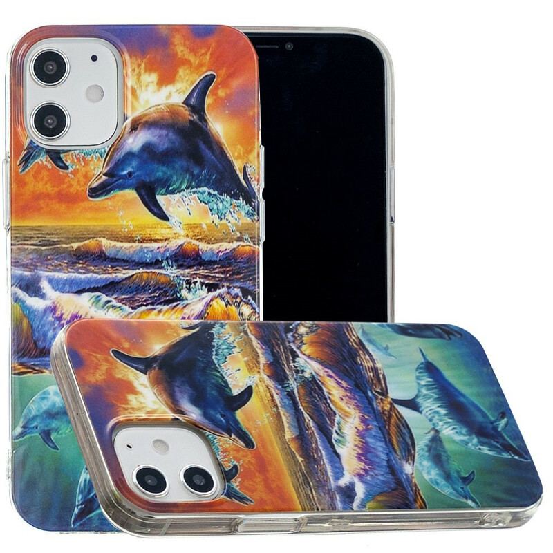 Coque iPhone 12 Mini Dauphins en Liberté