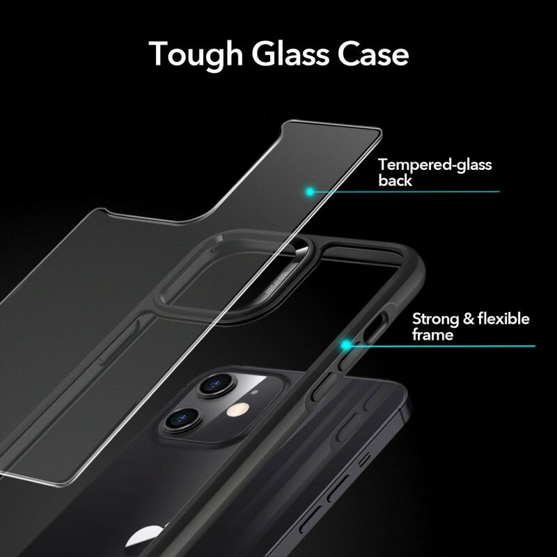 Coque iPhone 12 Mini Dos en Verre et Rebords en Silicone