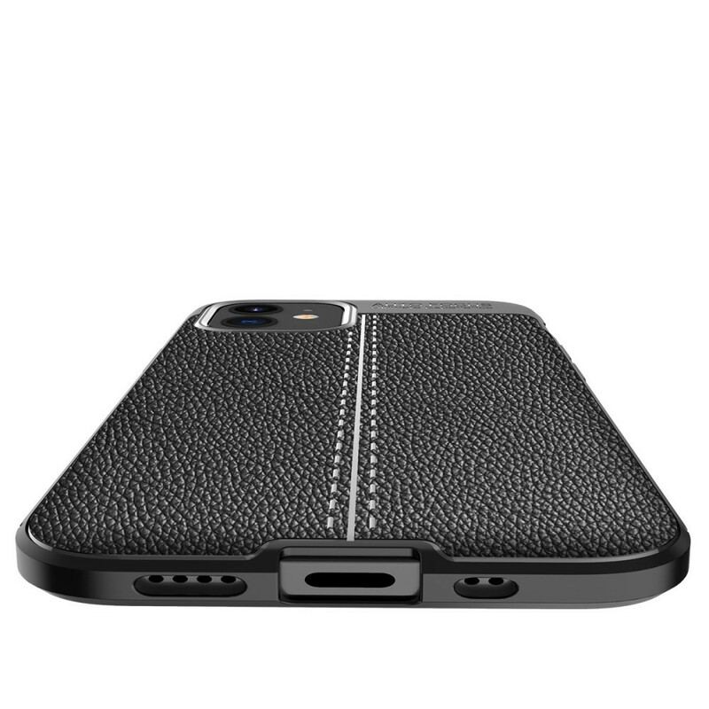 Coque iPhone 12 Mini Effet Cuir Litchi Double Line