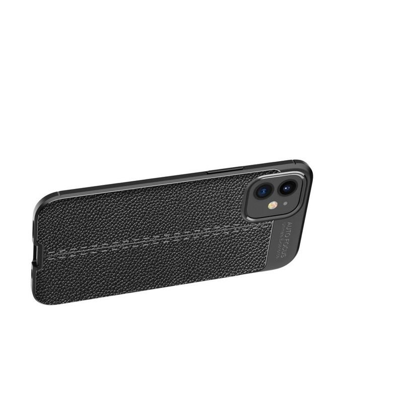 Coque iPhone 12 Mini Effet Cuir Litchi Double Line