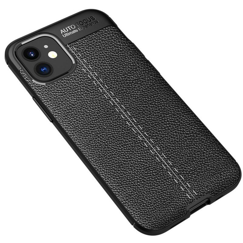 Coque iPhone 12 Mini Effet Cuir Litchi Double Line