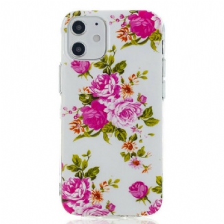 Coque iPhone 12 Mini Fleurs Liberty Fluorescente