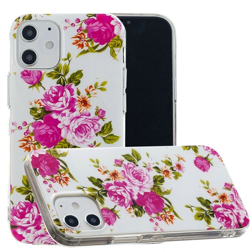 Coque iPhone 12 Mini Fleurs Liberty Fluorescente