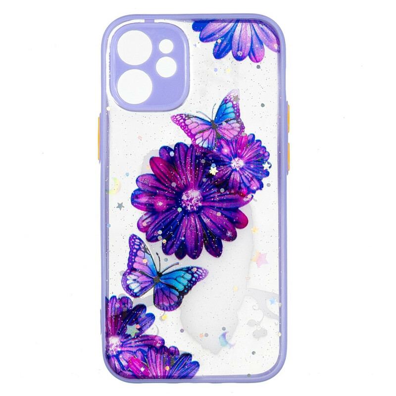 Coque iPhone 12 Mini Hybride Papillon Floral