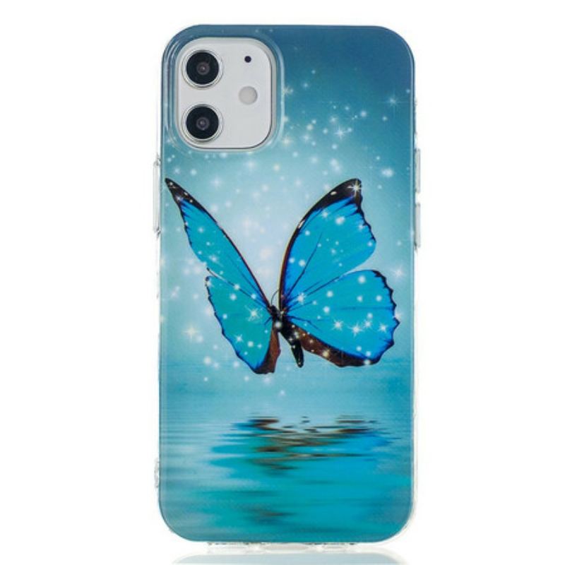 Coque iPhone 12 Mini Papillon Bleu Fluorescente