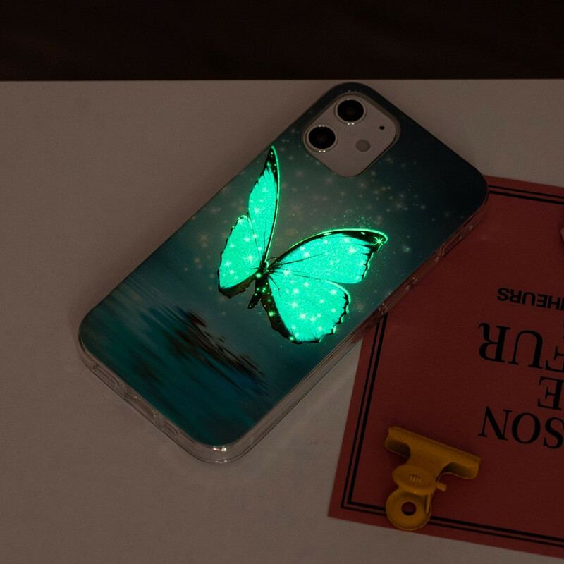 Coque iPhone 12 Mini Papillon Bleu Fluorescente