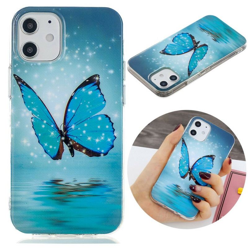 Coque iPhone 12 Mini Papillon Bleu Fluorescente