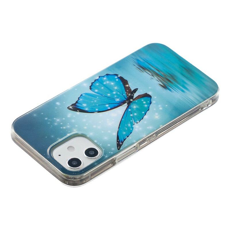 Coque iPhone 12 Mini Papillon Bleu Fluorescente