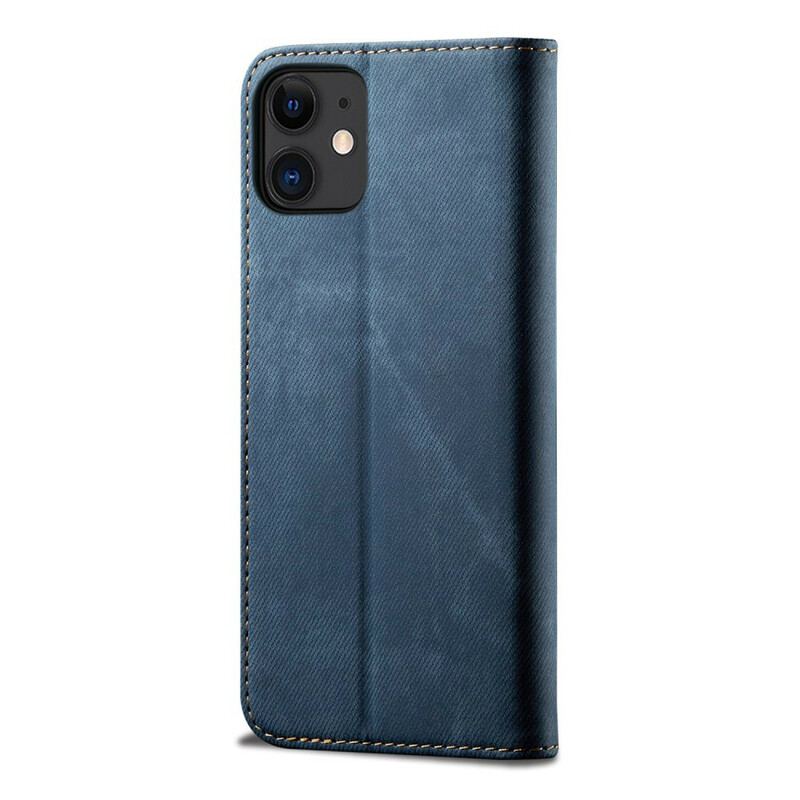 Flip Cover iPhone 12 Mini Simili Cuir Texture Jeans