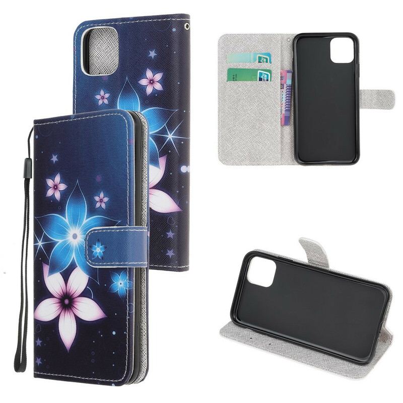 Housse iPhone 12 Mini Fleurs Lunaires à Lanière