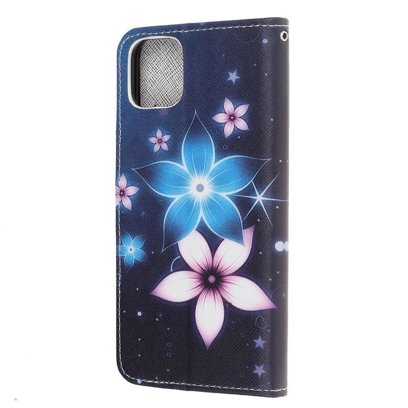 Housse iPhone 12 Mini Fleurs Lunaires à Lanière