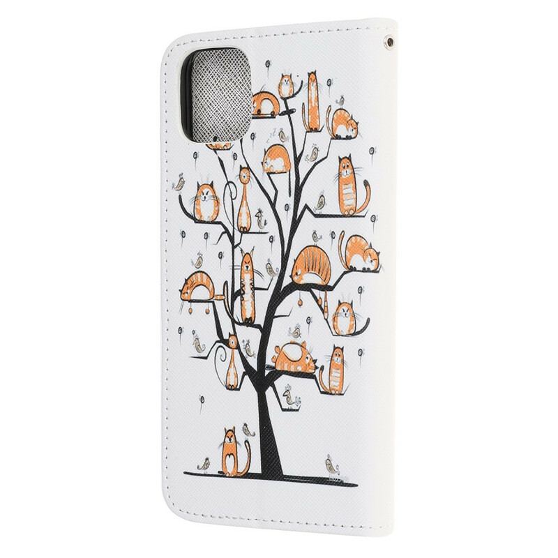 Housse iPhone 12 Mini Funky Cats à Lanière