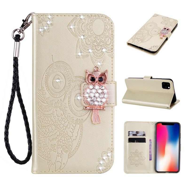 Housse iPhone 12 Mini Hibou Mandala et Breloque