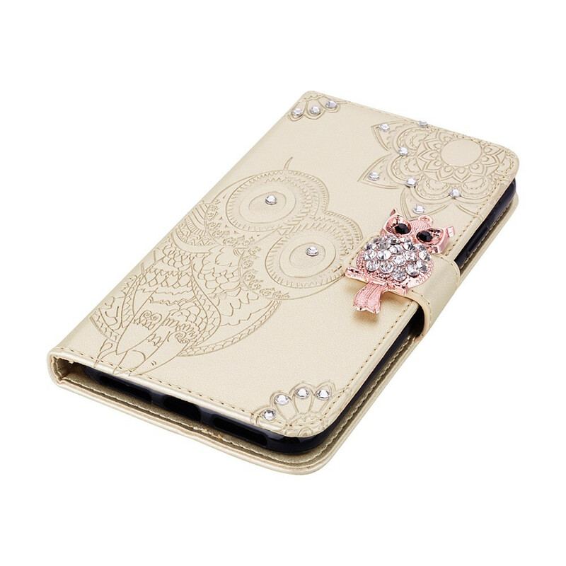 Housse iPhone 12 Mini Hibou Mandala et Breloque