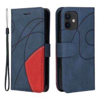 Housse iPhone 12 Mini Simili Cuir Bicolore Design