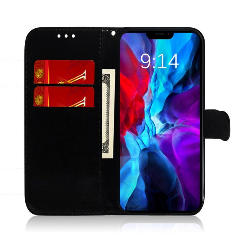 Housse iPhone 12 Mini Simili Cuir Couverture Miroir