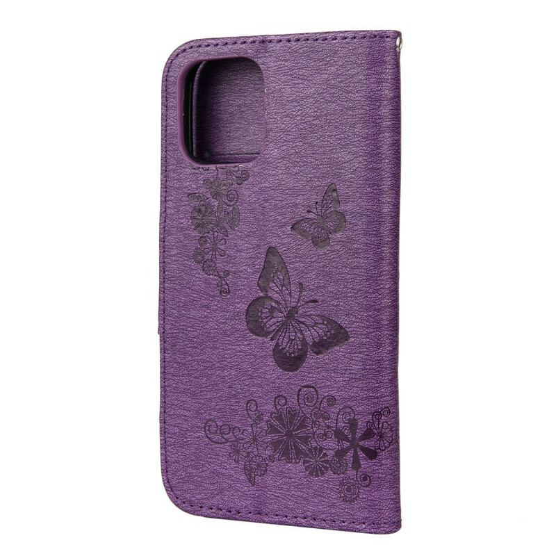 Housse iPhone 12 Mini Splendides Papillons à Lanière