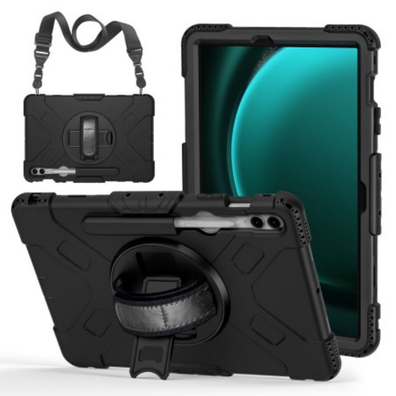 Coque Samsung Galaxy Tab S9 Plus / S9 FE Plus Multifonctionnelle avec Support et Bandoulière