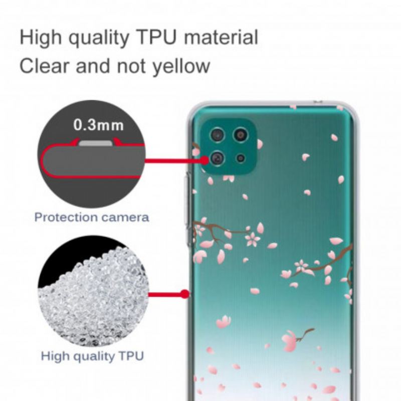 Coque Samsung Galaxy A22 5G Branches à Fleurs