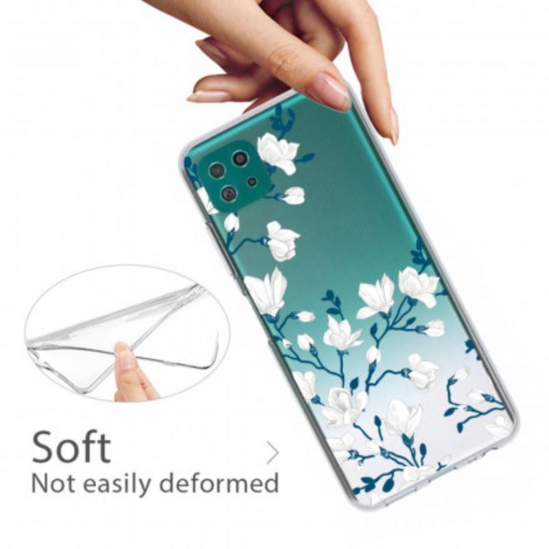 Coque Samsung Galaxy A22 5G Fleurs Blanches