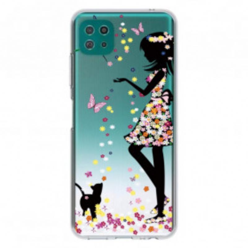 Coque Samsung Galaxy A22 5G Jolie Tête Fleurie