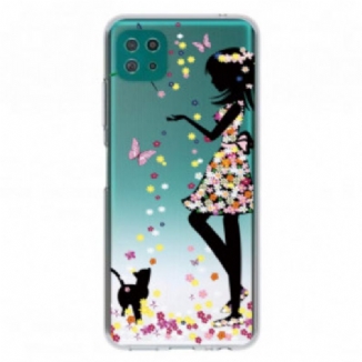 Coque Samsung Galaxy A22 5G Jolie Tête Fleurie