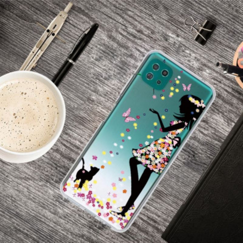 Coque Samsung Galaxy A22 5G Jolie Tête Fleurie