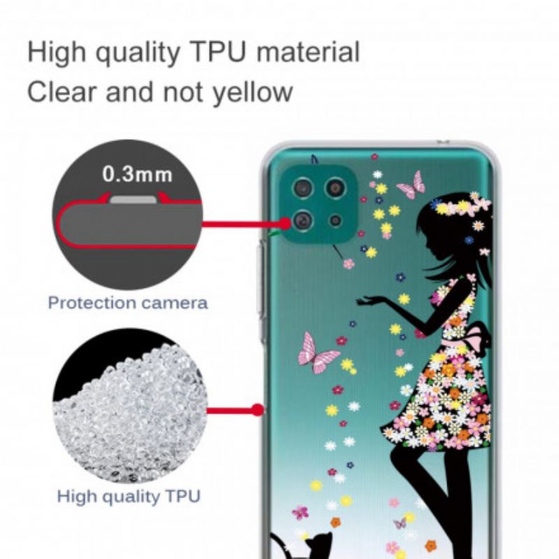 Coque Samsung Galaxy A22 5G Jolie Tête Fleurie