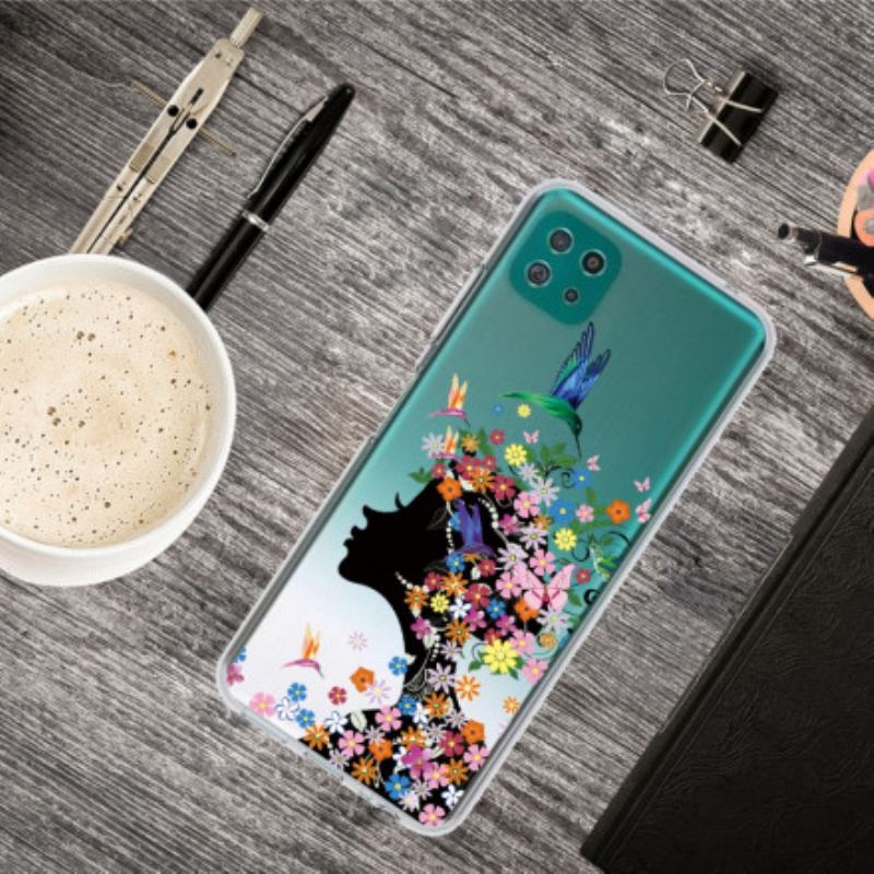 Coque Samsung Galaxy A22 5G Jolie Tête Fleurie