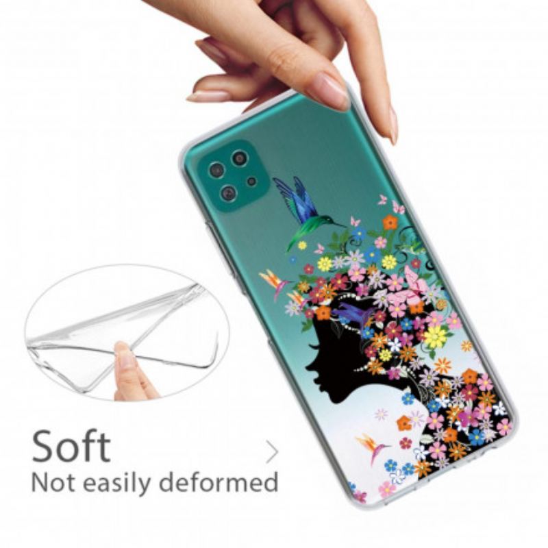 Coque Samsung Galaxy A22 5G Jolie Tête Fleurie