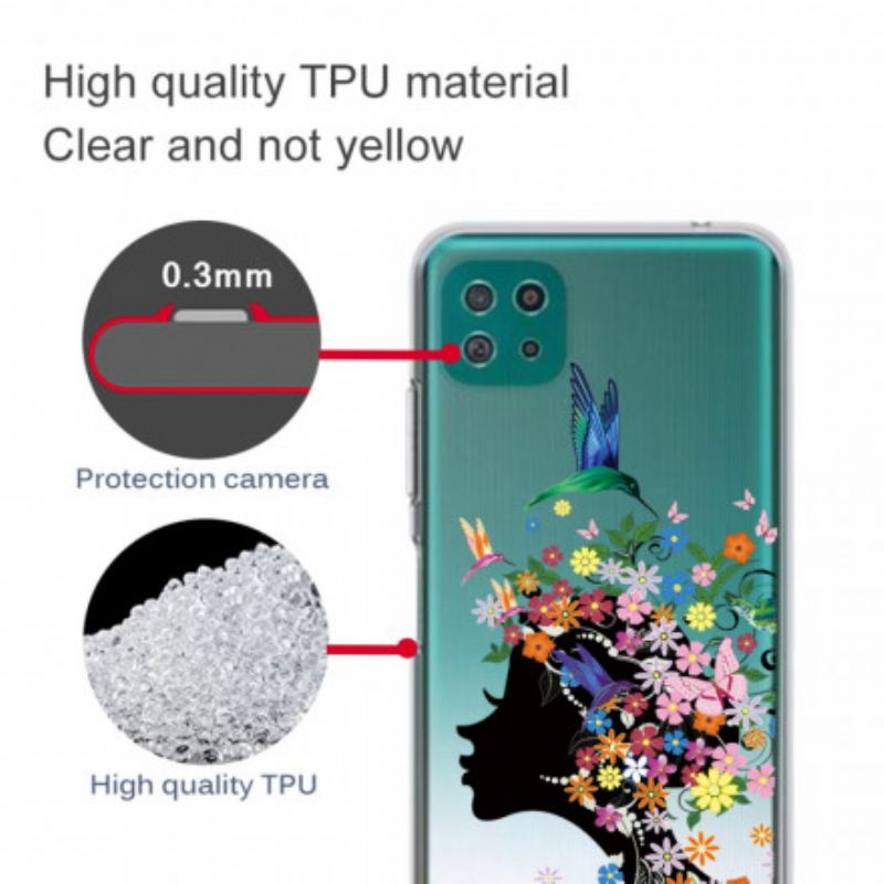 Coque Samsung Galaxy A22 5G Jolie Tête Fleurie