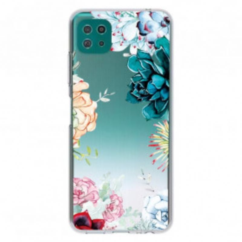 Coque Samsung Galaxy A22 5G Transparente Fleurs Aquarelle