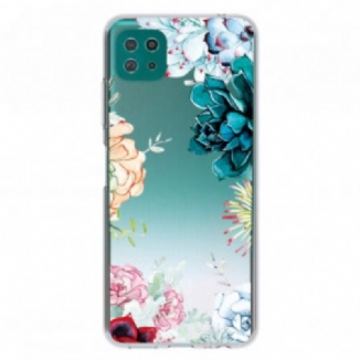 Coque Samsung Galaxy A22 5G Transparente Fleurs Aquarelle