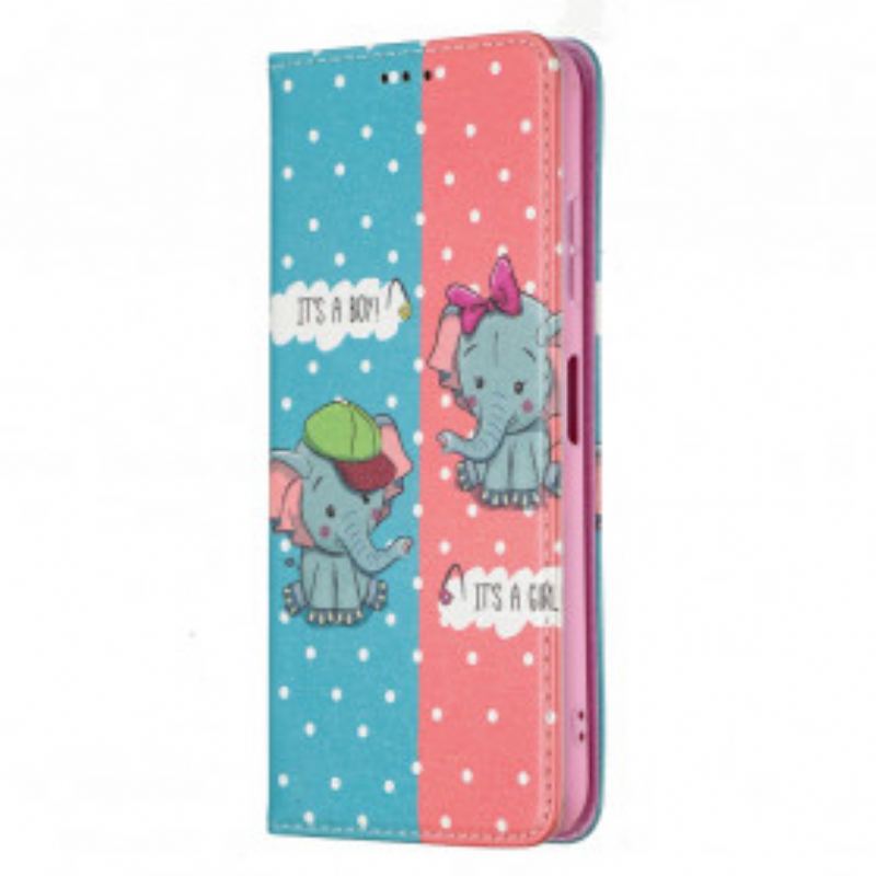 Flip Cover Samsung Galaxy A22 5G Bébés Éléphants