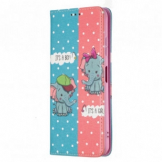 Flip Cover Samsung Galaxy A22 5G Bébés Éléphants