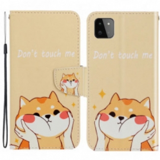 Housse Samsung Galaxy A22 5G Chat Don't Touch Me à Lanière