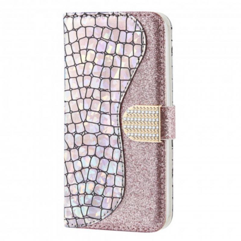 Housse Samsung Galaxy A22 5G Croco Diamants