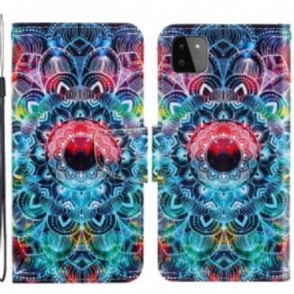 Housse Samsung Galaxy A22 5G Flashy Mandala à Lanière