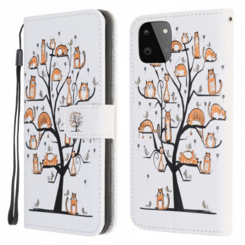 Housse Samsung Galaxy A22 5G Funky Cats à Lanière