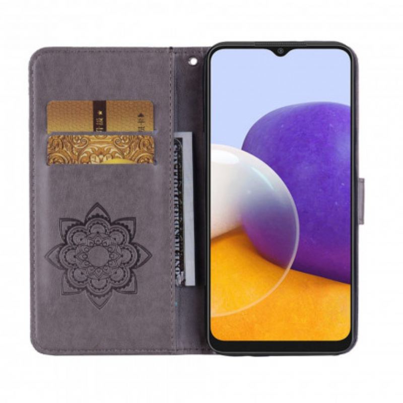 Housse Samsung Galaxy A22 5G Hibou Mandala et Breloque