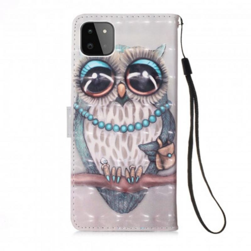 Housse Samsung Galaxy A22 5G Miss Hibou à Lanière