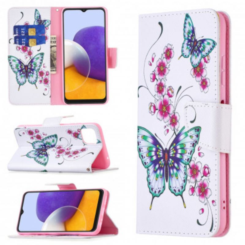 Housse Samsung Galaxy A22 5G Papillons Aquarelle