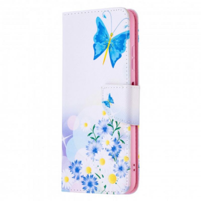 Housse Samsung Galaxy A22 5G Papillons et Fleurs Peints