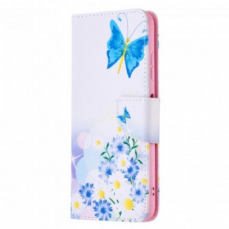 Housse Samsung Galaxy A22 5G Papillons et Fleurs Peints