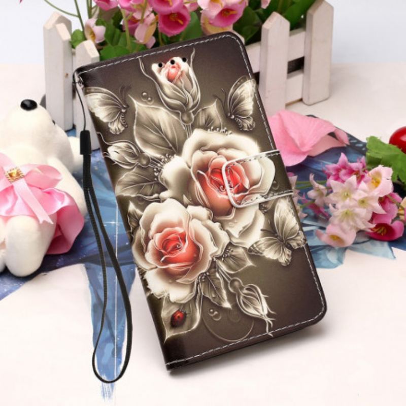 Housse Samsung Galaxy A22 5G Roses Dorées