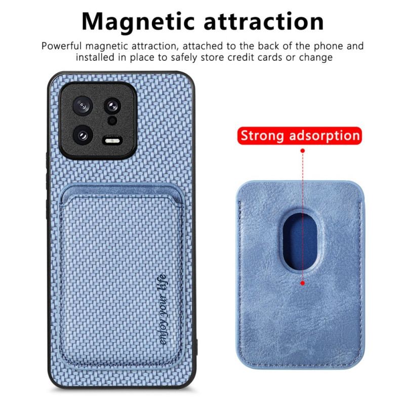 Coque Xiaomi 13 Fibre Carbone Porte-Cartes Détachable