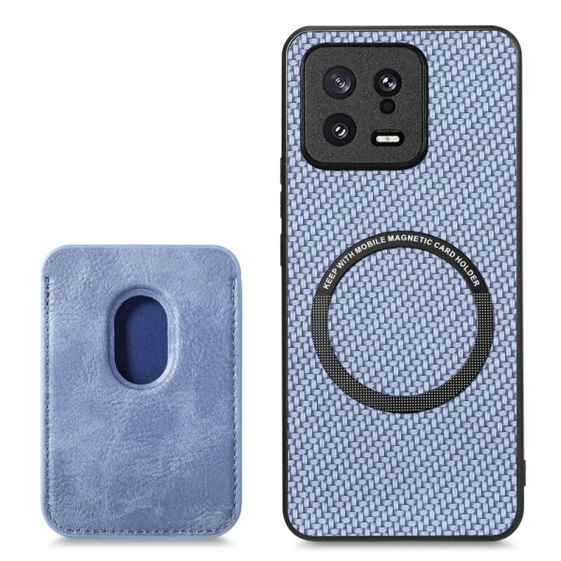 Coque Xiaomi 13 Fibre Carbone Porte-Cartes Détachable